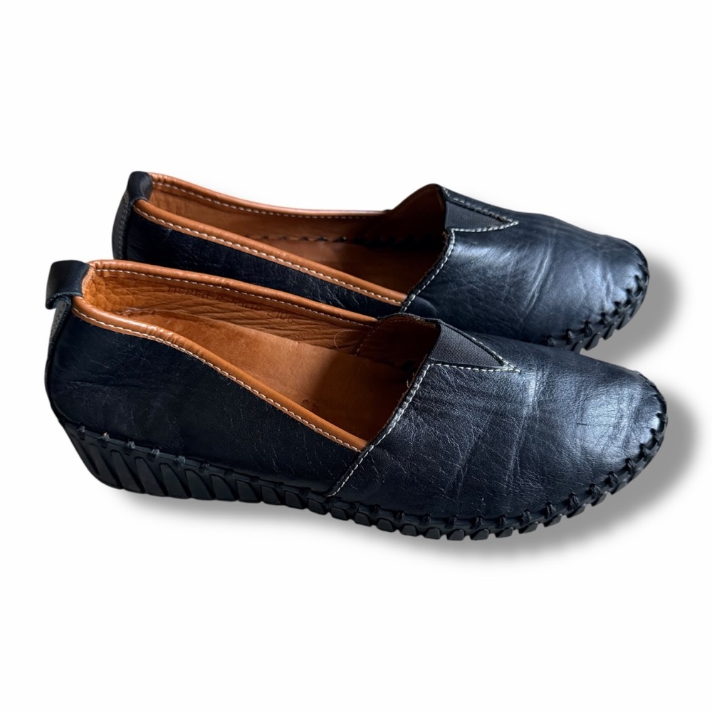 Spring Step Black Tispea Leather Loafer Comfort Shoes Classic Minimal Size 7.5